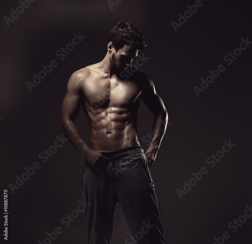 Athletic handsome man  studio shot