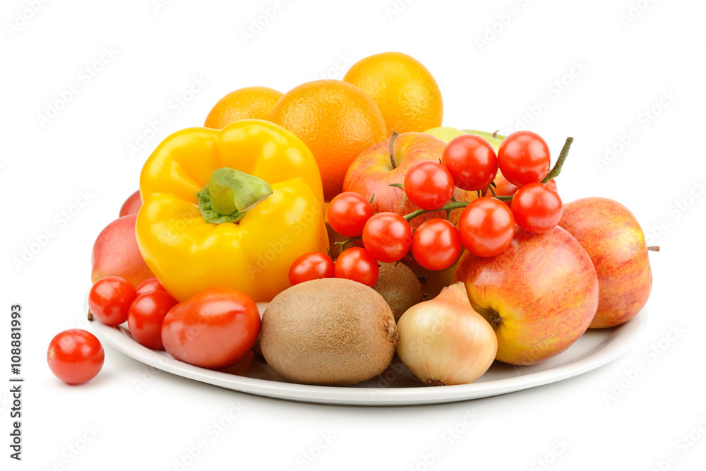 fruits and vegetables isolated on white background fruits and vegetables isolated on white background