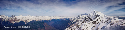 snow-covered tops of mountains panorama Sochi