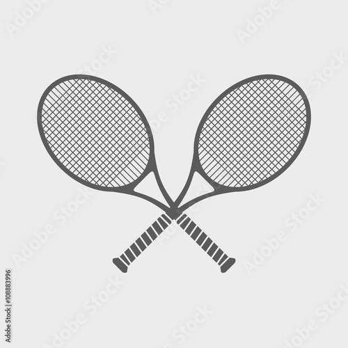 Simple icon with two tennis racket on a theme of great tennis.