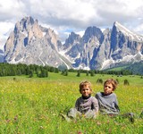 Two boys in mountains