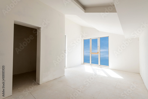 Unfinished building interior  white room  includes clipping path 
