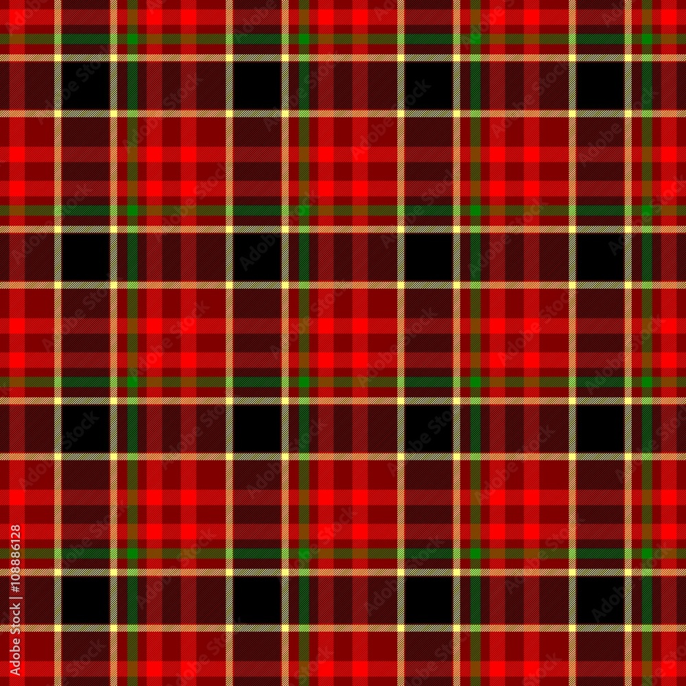 Fototapeta premium red yellow green check diamond tartan scot plaid fabric material seamless pattern texture background