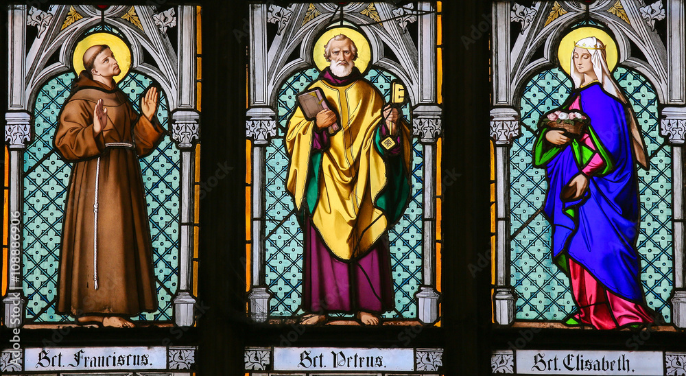 Stained Glass - Saints Francis, Peter and Elisabeth