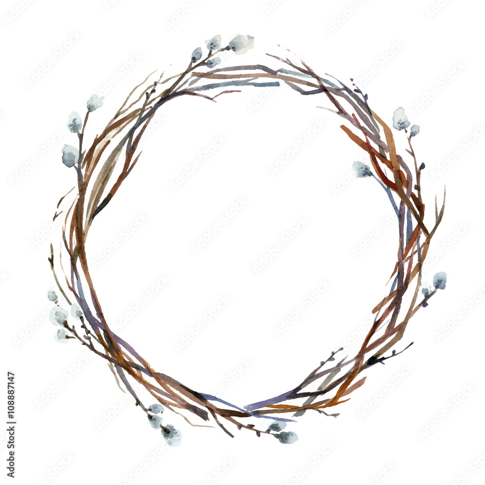 Watercolor wreath in boho style. Stock Vector | Adobe Stock