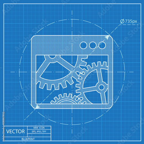 Vector icon of options window. Blueprint style
