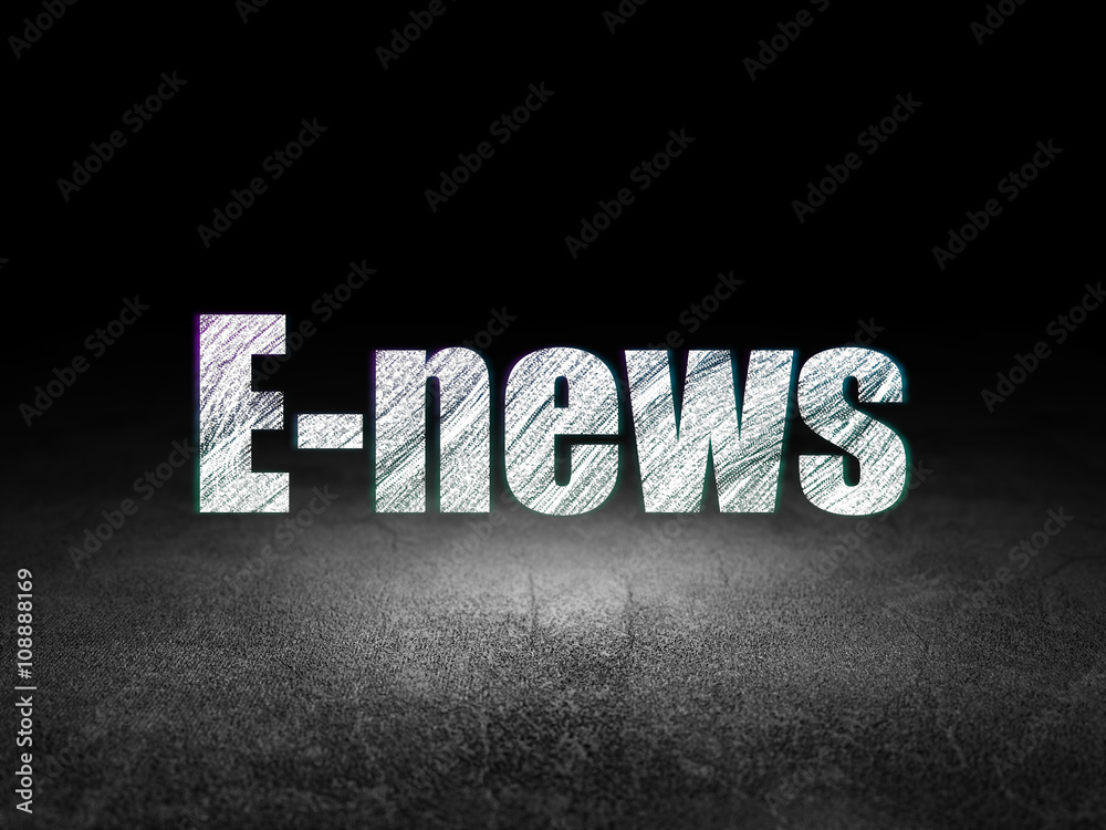 Naklejka premium News concept: E-news in grunge dark room