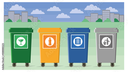 separate eco-friendly waste bins