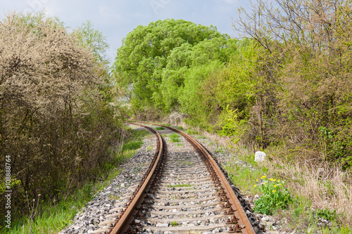 Railway in sunny spring day photo