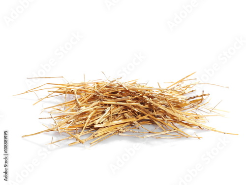 pile straw isolated on white background