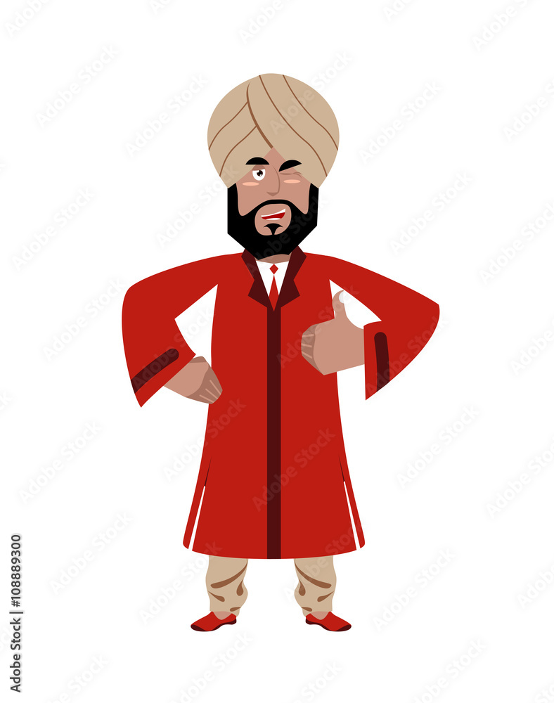 Angry Indian businessman. Man from India in national clothes. Tu