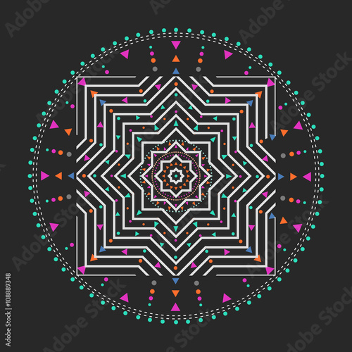 Trendy hipster colored circle, bright philosophical symbol, circular elements that are a religious,