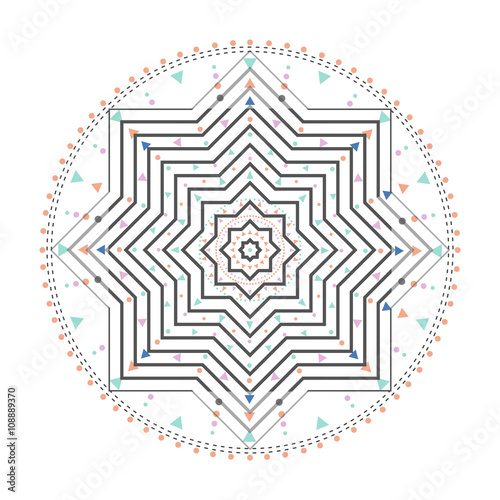 Trendy hipster colored circle, bright philosophical symbol, circular elements that are a religious,