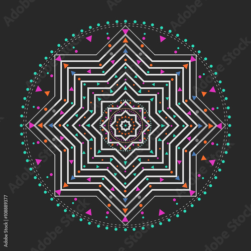 Trendy hipster colored circle, bright philosophical symbol, circular elements that are a religious,