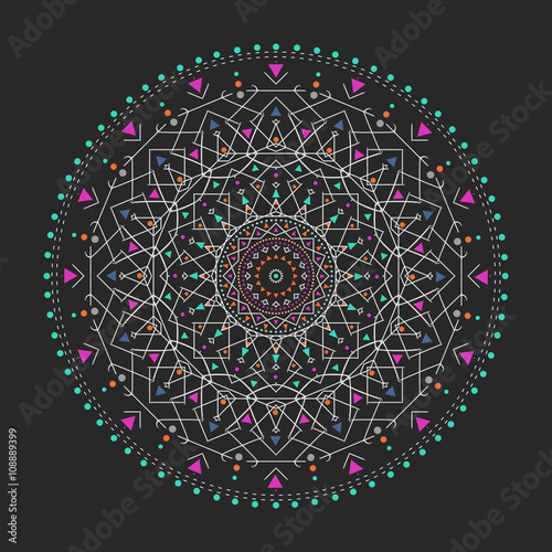Trendy hipster colored circle, bright philosophical symbol, circular elements that are a religious,