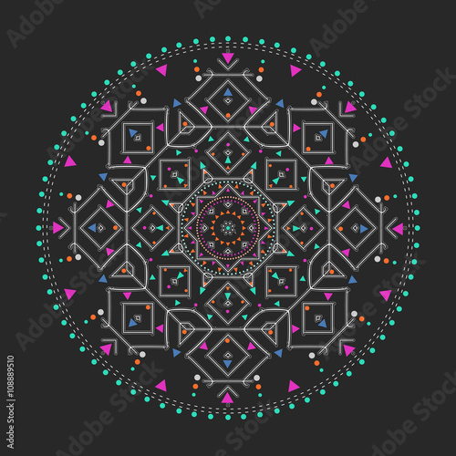 Trendy hipster colored circle, bright philosophical symbol, circular elements that are a religious,