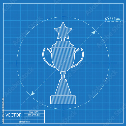 Vector Champions Cup symbol with stars on blue background