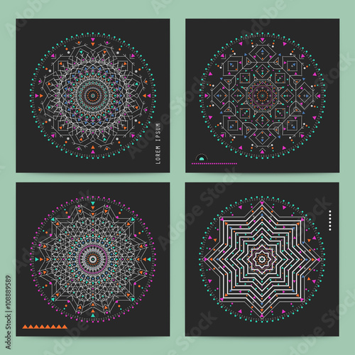 Trendy hipster colored circle, bright philosophical symbol