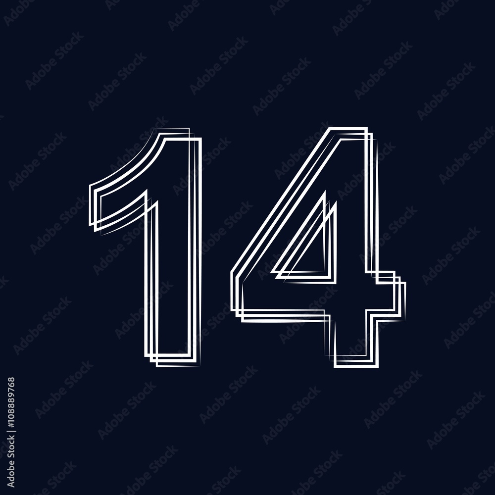 number 14 outline stroke Stock-Vektorgrafik | Adobe Stock