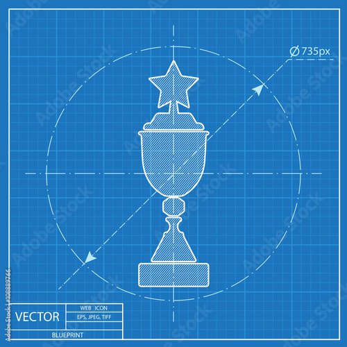 Vector Champions Cup symbol with stars on blue background