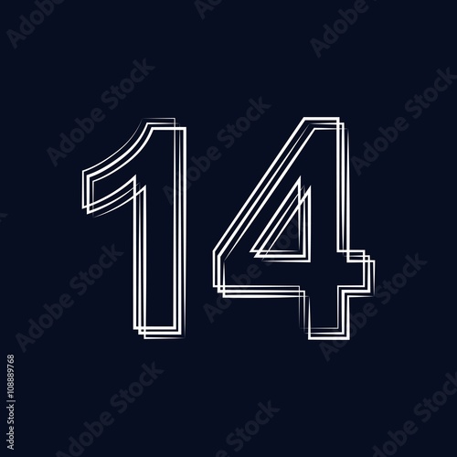 number 14  outline stroke