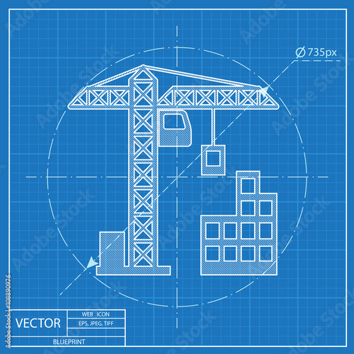 building construction icon. Blueprint style