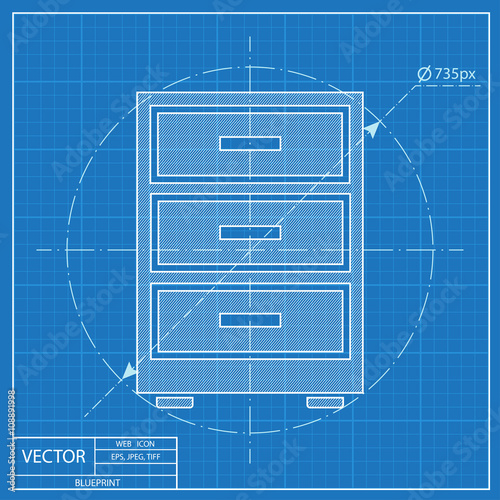 cabinet icon. Blueprint style