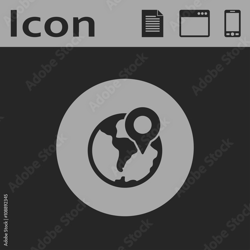 earth with pin vector icon photo