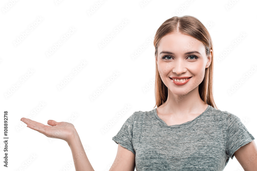 Beautiful young woman on white background Beautiful young woman on white background