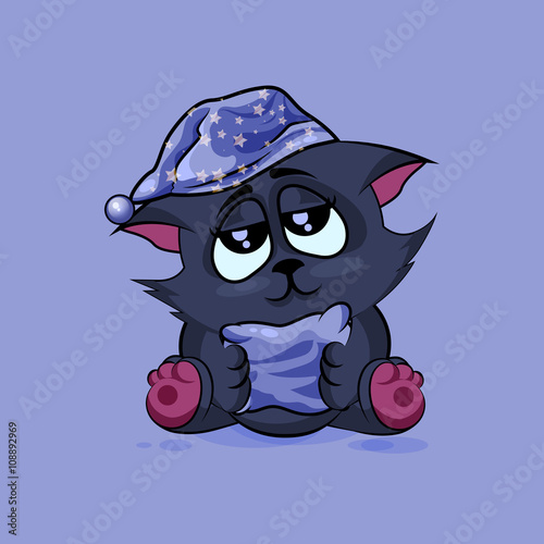 Black cat drowsy