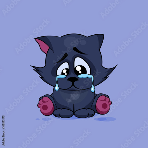 Sad Black cat crying