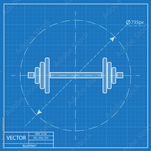 Blueprint icon of barbell photo