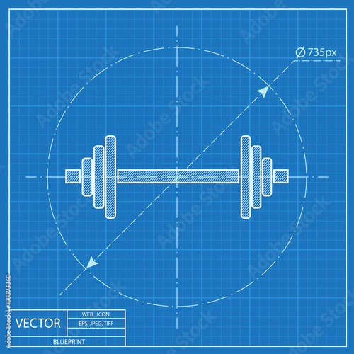 Blueprint icon of barbell