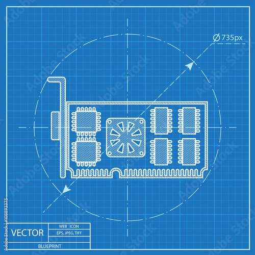 Blueprint icon of computer video card