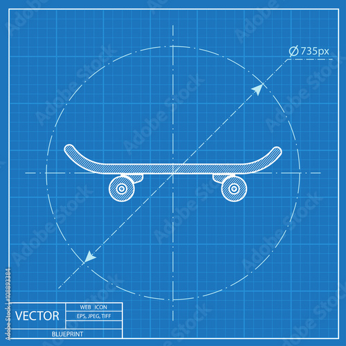 Blueprint icon of skateboard