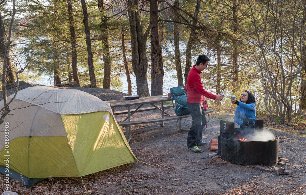 couple at campsite couple at campsite