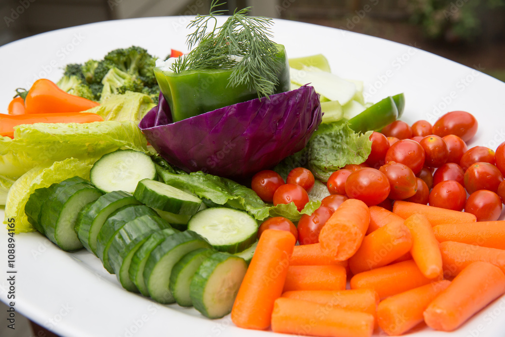 Platter of farm fresh vegetables for party food Platter of farm fresh vegetables for party food