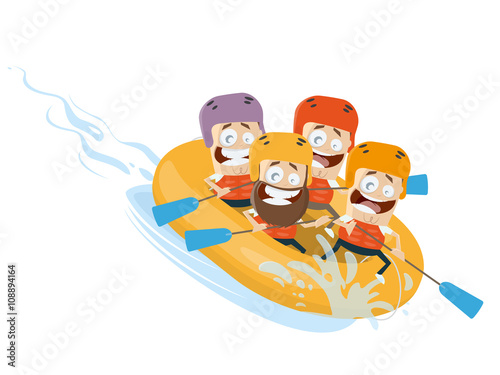 river rafting cartoon clipart vector