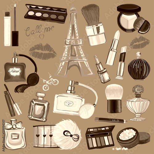 Banner with seamless  pattern Cosmetics