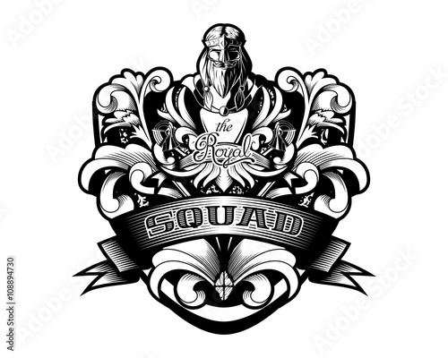 Ornamental Baroque Heraldry Shield "Royal Squad" 