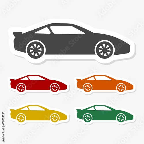 Multicolored paper stickers - Car icon