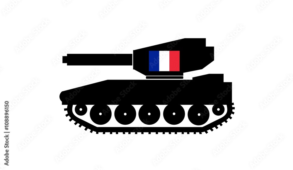 Drapeau français sur un char d'assaut Drapeau français sur un char d'assaut