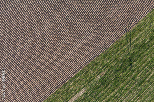 aerial view of the harvest field