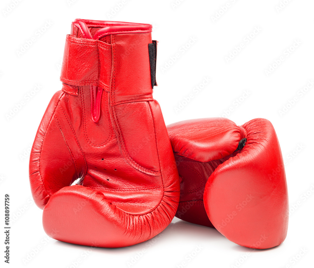 Leather boxing gloves isolated