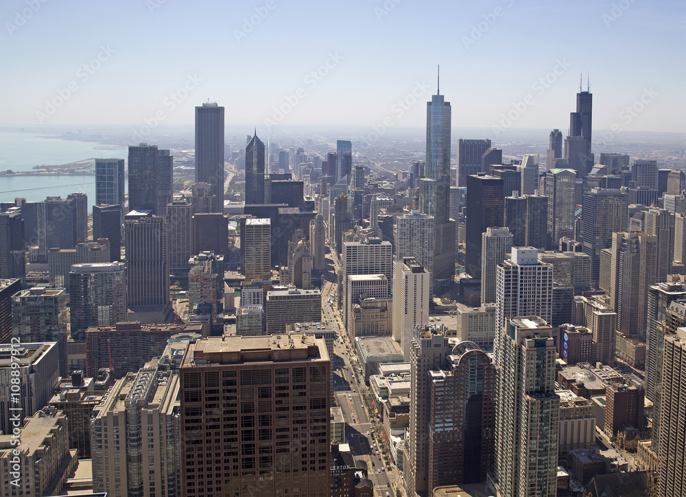 Chicago buildings aerial view