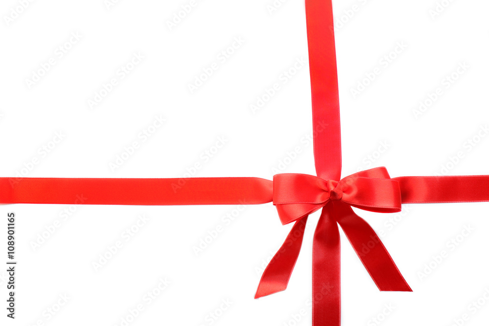 Two ribbons and bow, isolated on white Two ribbons and bow, isolated on white