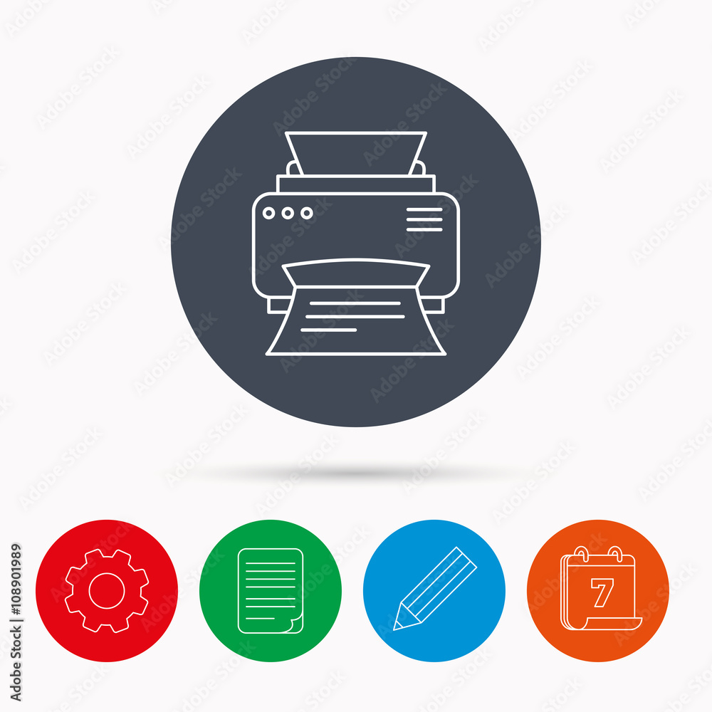 Printer icon. Print document technology sign. Printer icon. Print document technology sign.