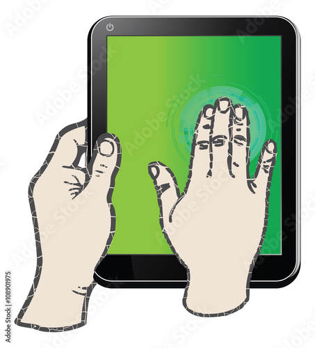 hands holding tablet computer - icon