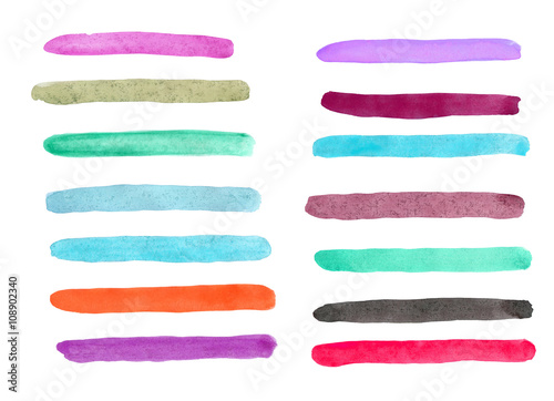 Strips of different colors, painted with watercolor