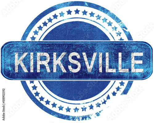 kirksville grunge blue stamp. Isolated on white. photo